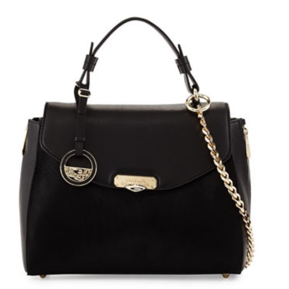 New: Versace Collection Black Satchel Bag with Gold Chain, original price: $1595
